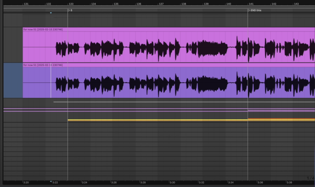 Creating a copy of a vocal in Ableton Live.